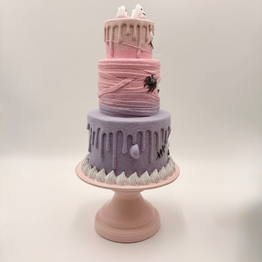 Halloween Pink Pastel Halloween 3-Tier Faux Cake Pinkoween Purple Monster Decor - Picture 5 of 8
